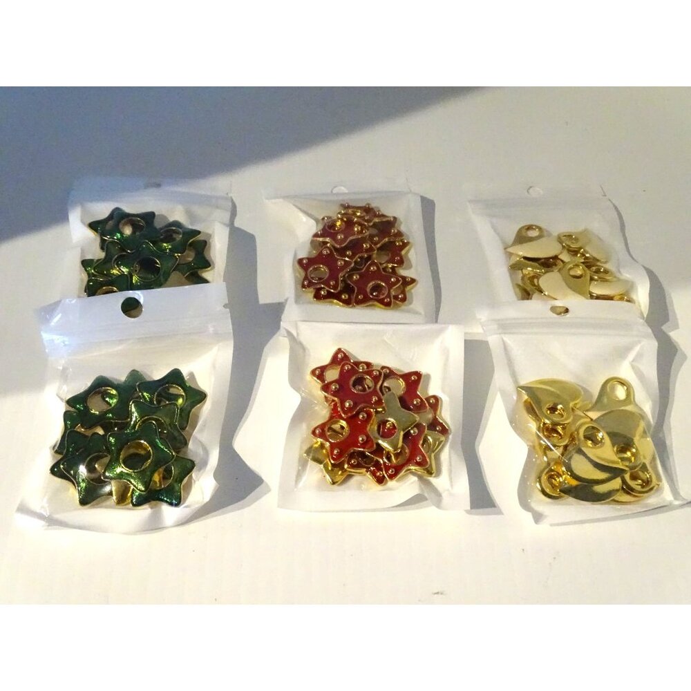 66 Pcs Brass Enamel Star and Heart  Shaped Beads  for DIY Craft Jewelry Making S